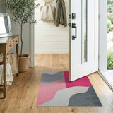Abstract Wavy Pink Area Rug