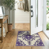Floral Vintage Elegant Purple Floral Medallion Rug