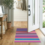 Vibrant Multicolor Striped Washable Area Rug - Low Pile & Non-Slip