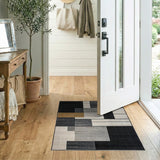 Modern Geometric Grey Block Area Rug