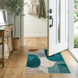 Teal Abstract Organic Shapes Area Rug