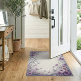 Purple Floral Vintage Washable Area Rug
