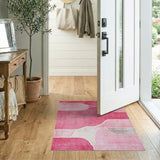 Vibrant Pink Abstract Shag Area Rug