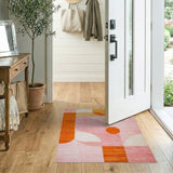 Vibrant Pink Orange Abstract Geometric Area Rug