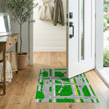 Retro Pixel City Intersection Area Rug