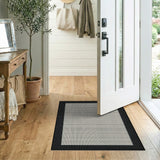 Modern Dotted Beige Area Rug with Black Border