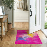 Vivid Pink Multi-Color Geometric Dots Area Rug