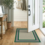 Green Border Houndstooth Area Rug