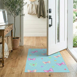 Cute Cartoon Bows Pastel Hearts Area Rug