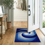 Hypnotic Blue Spiral Vortex Area Rug