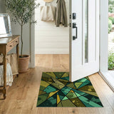 Green Fractured Geometric Abstract Area Rug