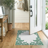 Green Green Leaf Vine Border Area Rug