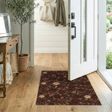 Deep Red Floral Vintage Area Rug