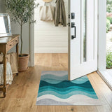 Serene Blue Teal Wave Area Rug