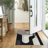 Abstract Beige Black Geometric Modern Area Rug