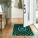 Geometric Modern Blue and Teal Teal Mandala Geometric Area Rug