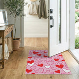 Pink Playful Pink Hearts Scatter Area Rug