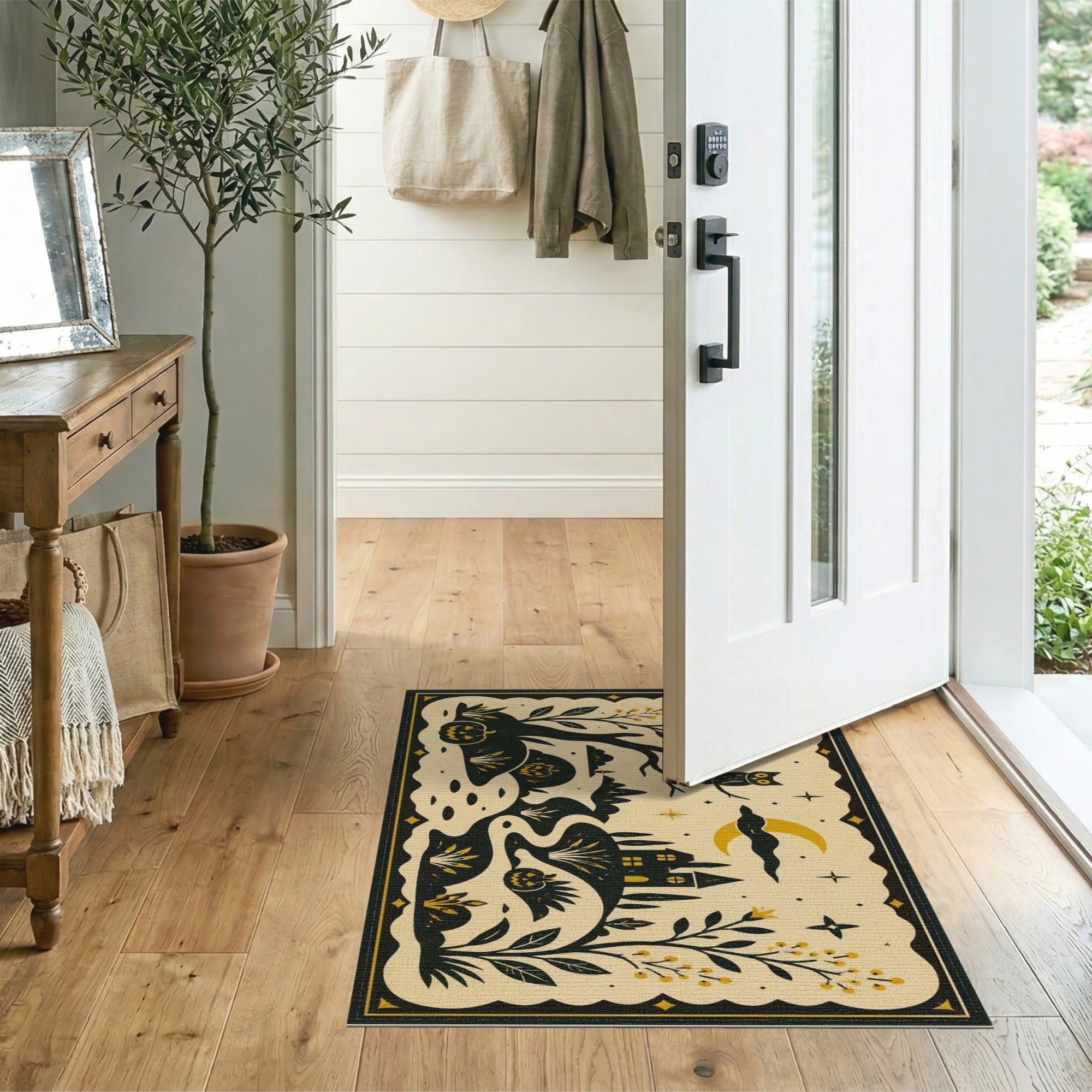 Spooky Haunted House Washable Area Rug