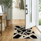 Abstract Black Geometric Explosion Area Rug