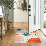 Teal Compass Geometric Area Rug