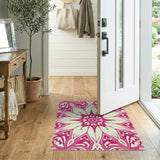 Floral Vintage Pink Vibrant Pink Floral Mandala Area Rug