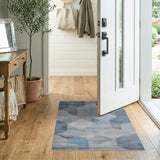 Modern Geometric Blue Teal Area Rug