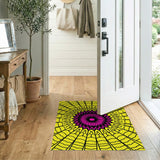Vibrant Pink Flower Sunburst Yellow Mandala Rug