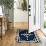 Floral Vintage Navy Blue Floral Vintage Area Rug
