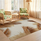 ODIKA Washable Tropical Palm Leaf Area Rug, Non-Slip Low Pile Terracotta Rug