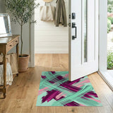 Vibrant Teal Pink Purple Brushstroke Area Rug