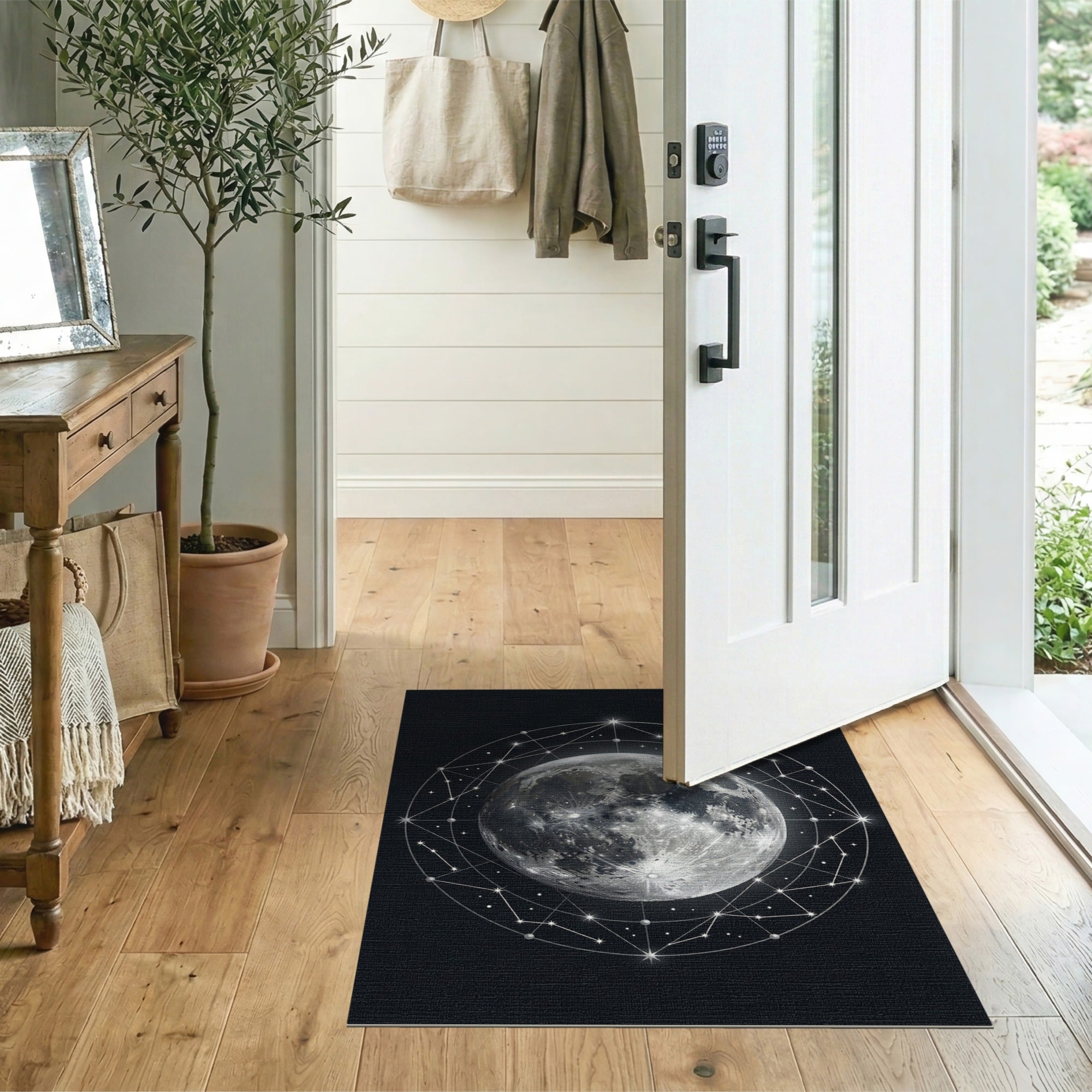 Geometric Moon Constellation Area Rug