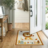 Adorable Cartoon Lion Area Rug with Moon Plants
