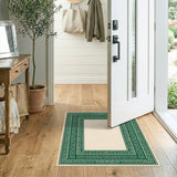 Geometric Modern Green Geometric Border Area Rug