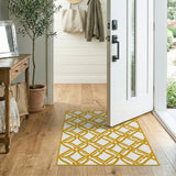 Gold Geometric Diamond Lattice Area Rug
