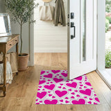 Kids Cartoon Pink Playful Pink Hearts Scatter Area Rug