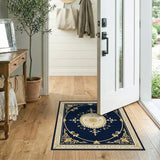 Traditional Persian Navy Blue Gold Medallion Persian Area Rug