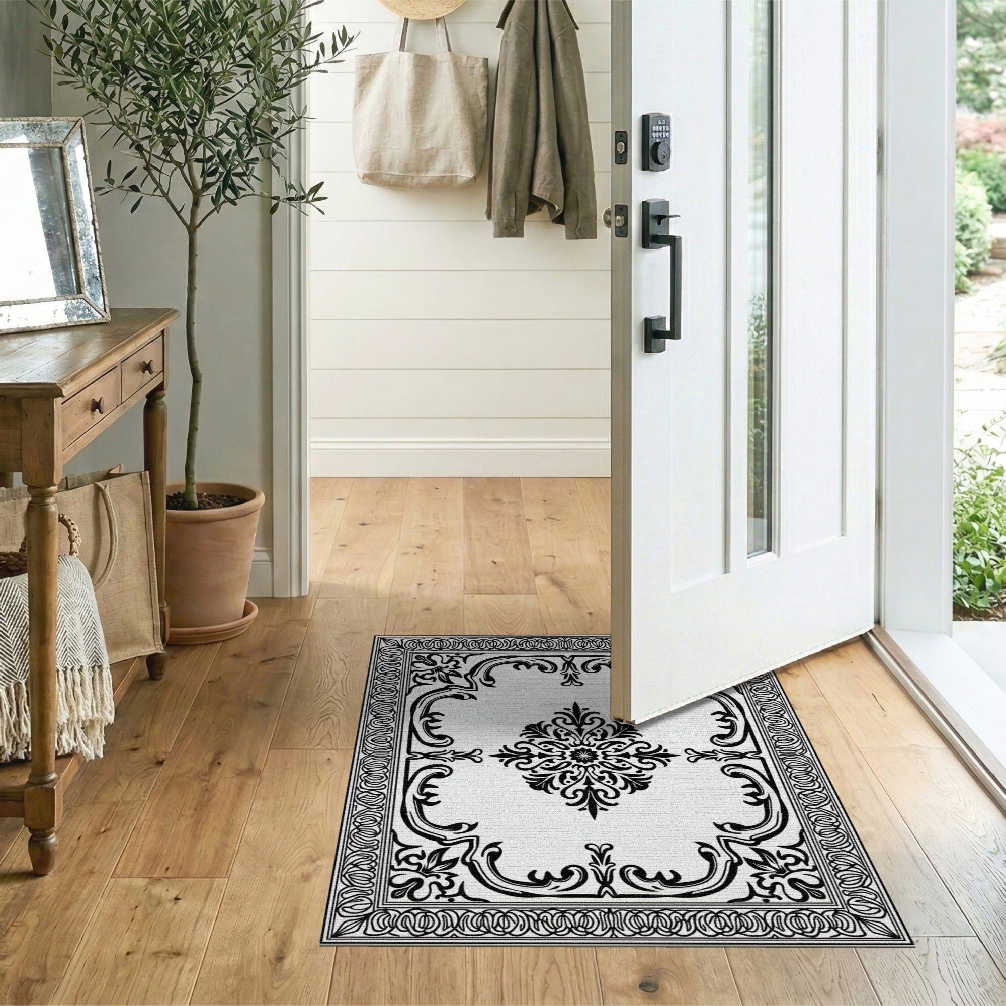 Medallion Black and White Ornate Black White Persian Medallion Rug