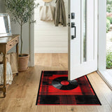 DEEZKZ Red Vinyl Record Distressed Area Rug