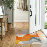 ODIKA Modern Abstract Wavy Area Rug - Washable Low Pile Non-Slip