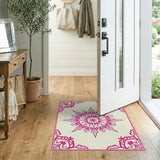 Ornate Pink Floral Snowflake Rug