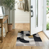 Modern Geometric Black Gold Abstract Area Rug