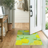 Yellow Vibrant Lemon Slice Fruit Pattern Area Rug