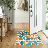 Geometric Modern Blue and Teal Geometric Modern Area Rug