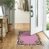 Pink Elegant Pink Ornate Border Area Rug