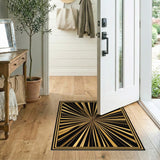 Black Gold Sunburst Geometric Area Rug