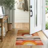 Orange Sunset Horizon Geometric Area Rug