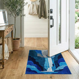 Teal Waterfall Geometric Modern Rug