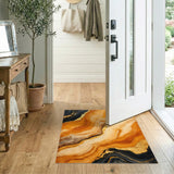 Abstract Marble Brown Area Rug with Gold Veins