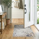 Vintage Grey Peony Floral Area Rug