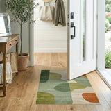 Organic Abstract Green and Orange Shapes Area Rug